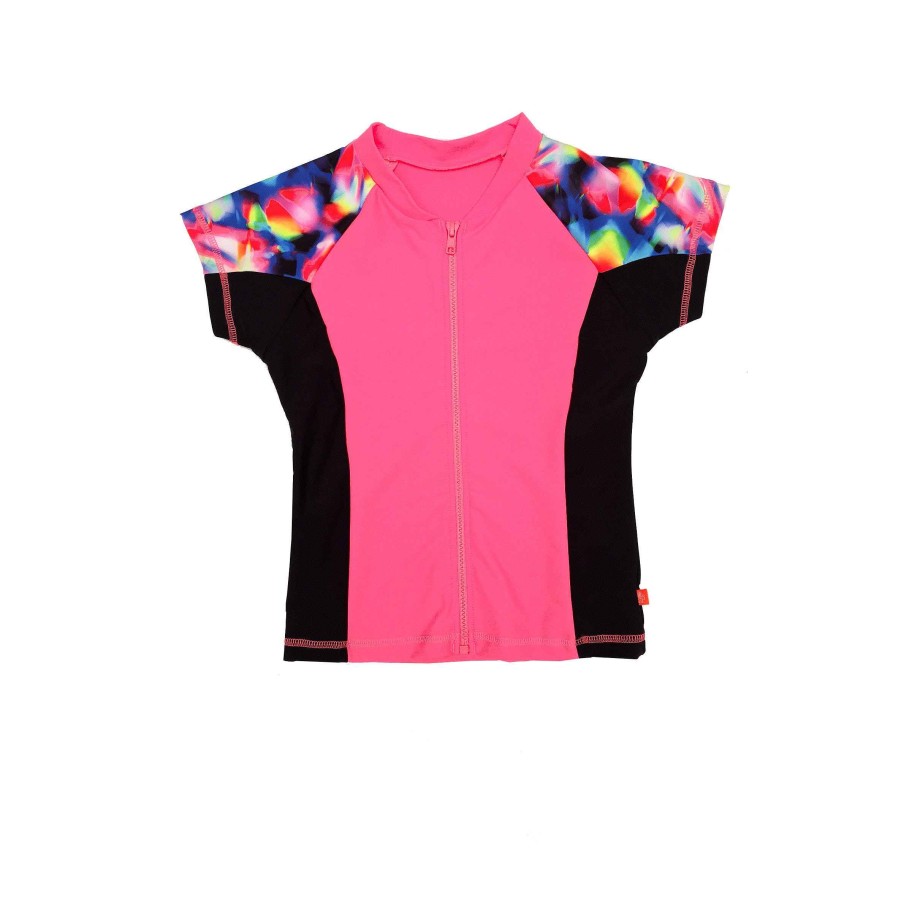 Sista ( Girls Sizes 8-16 ) Salty Ink Rashvest | 1129 Neon Lights Short Sleeve Rashvest