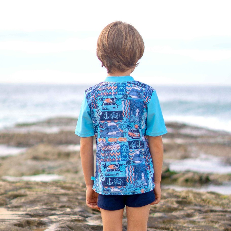 Boys ( Sizes 00-12) Salty Ink Rashvest Set | 409 Short Sleeve Rashvest Set Tiki