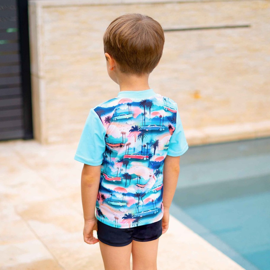 Boys ( Sizes 00-12) Salty Ink Rashvest Set | 409 Boulevarde Rashvest Set Sunset