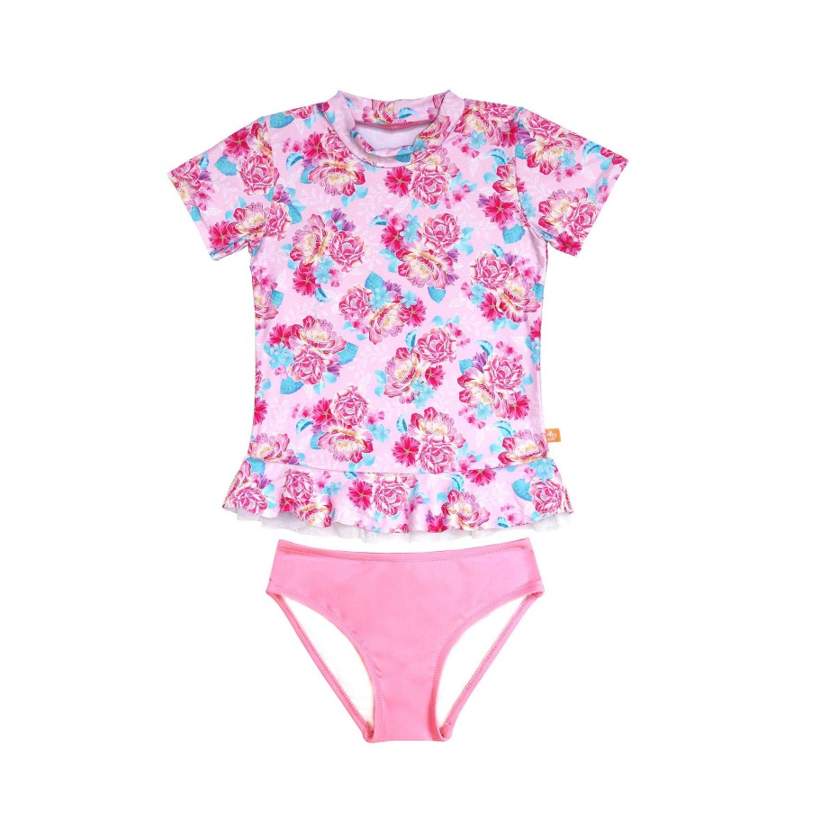 Lil Sista ( Girls Sizes 00-7 ) Salty Ink Rashvest Set | 1328 Miss Sunvest Set Bloom