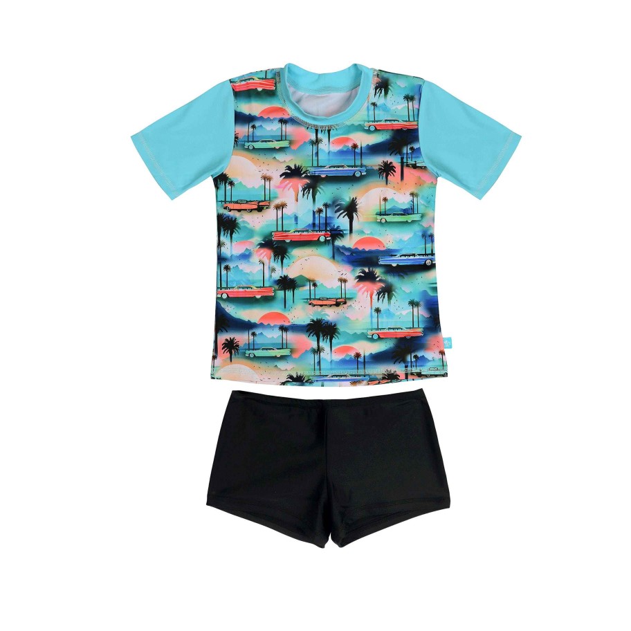 Boys ( Sizes 00-12) Salty Ink Rashvest Set | 409 Boulevarde Rashvest Set Sunset