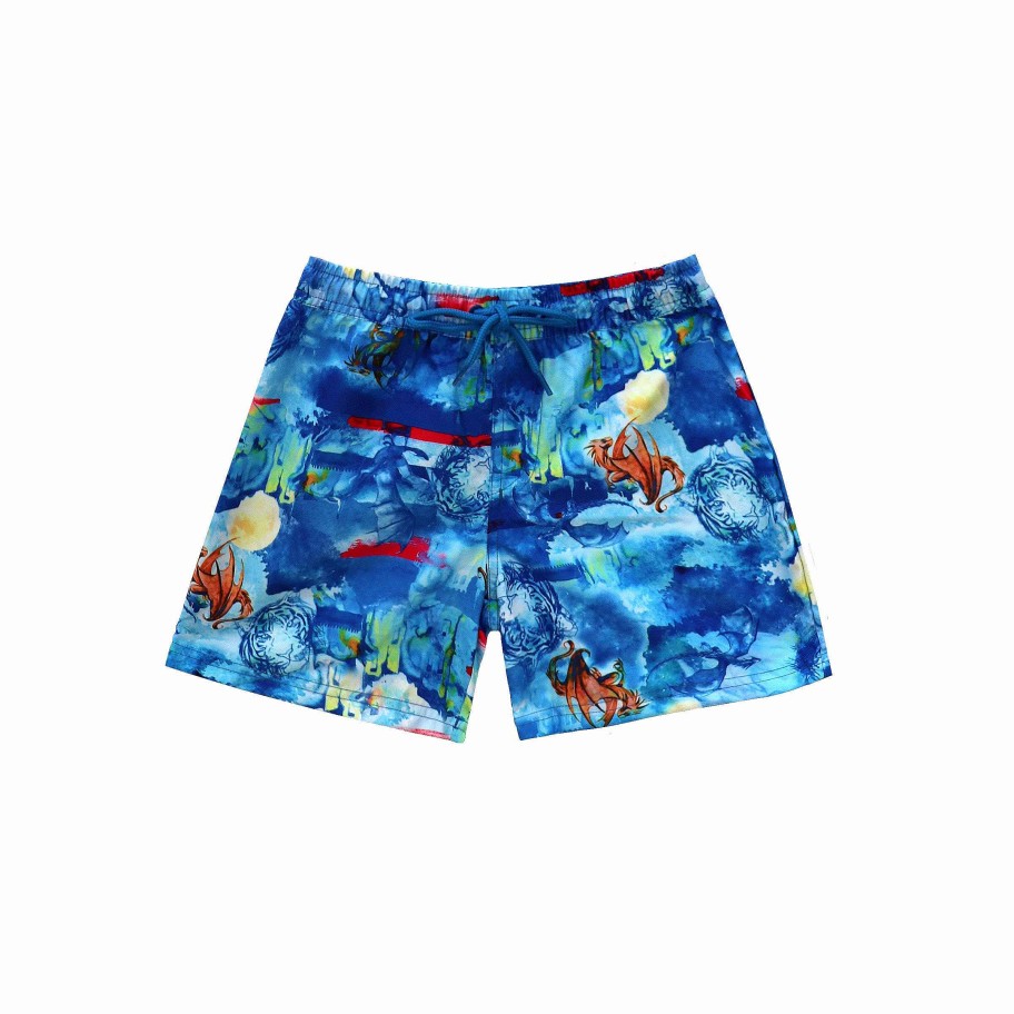 Boys ( Sizes 00-12) Salty Ink Boardshort | 411 Cosmik Boardie Dragon