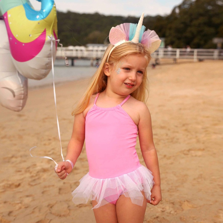 Lil Sista ( Girls Sizes 00-7 ) Salty Ink One Piece | 1132 Miss Unicorn Plain Tutu Candy Pink