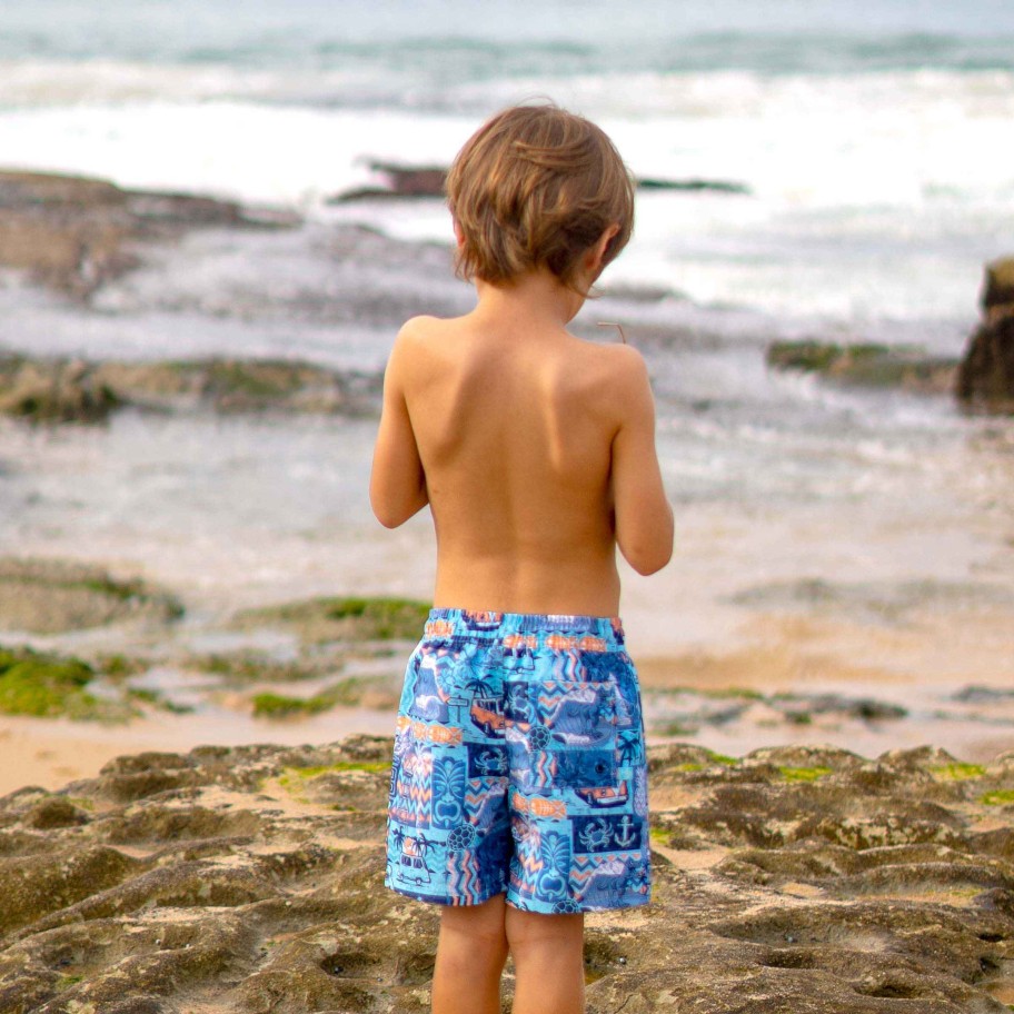 Boys ( Sizes 00-12) Salty Ink Boardshort | 411 Boardie Tiki