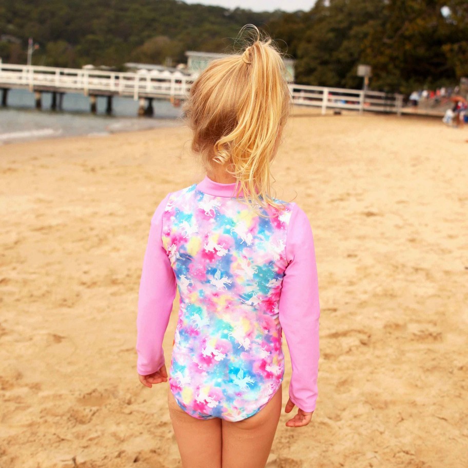 Lil Sista ( Girls Sizes 00-7 ) Salty Ink Sunsuit | 1135 Miss Unicorn Sunsuit Rainbow