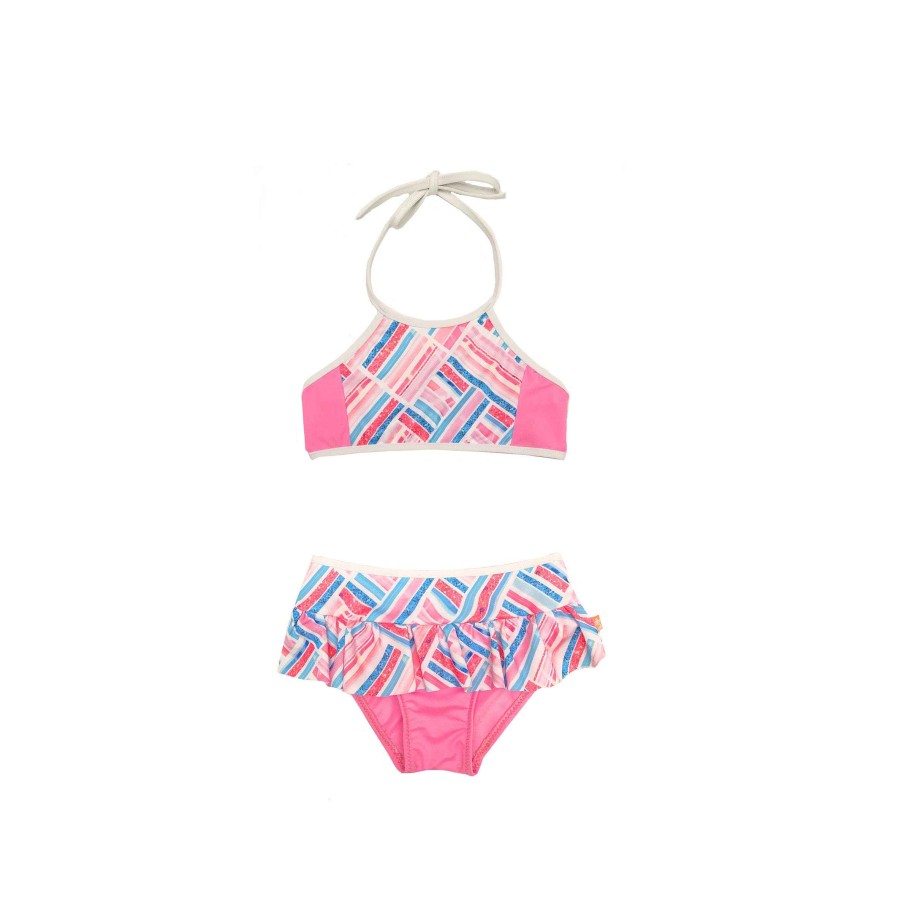 Lil Sista ( Girls Sizes 00-7 ) Salty Ink Bikini | 1006 Miss Sparkle Bikini - Chlorine Resist Pastel Pink