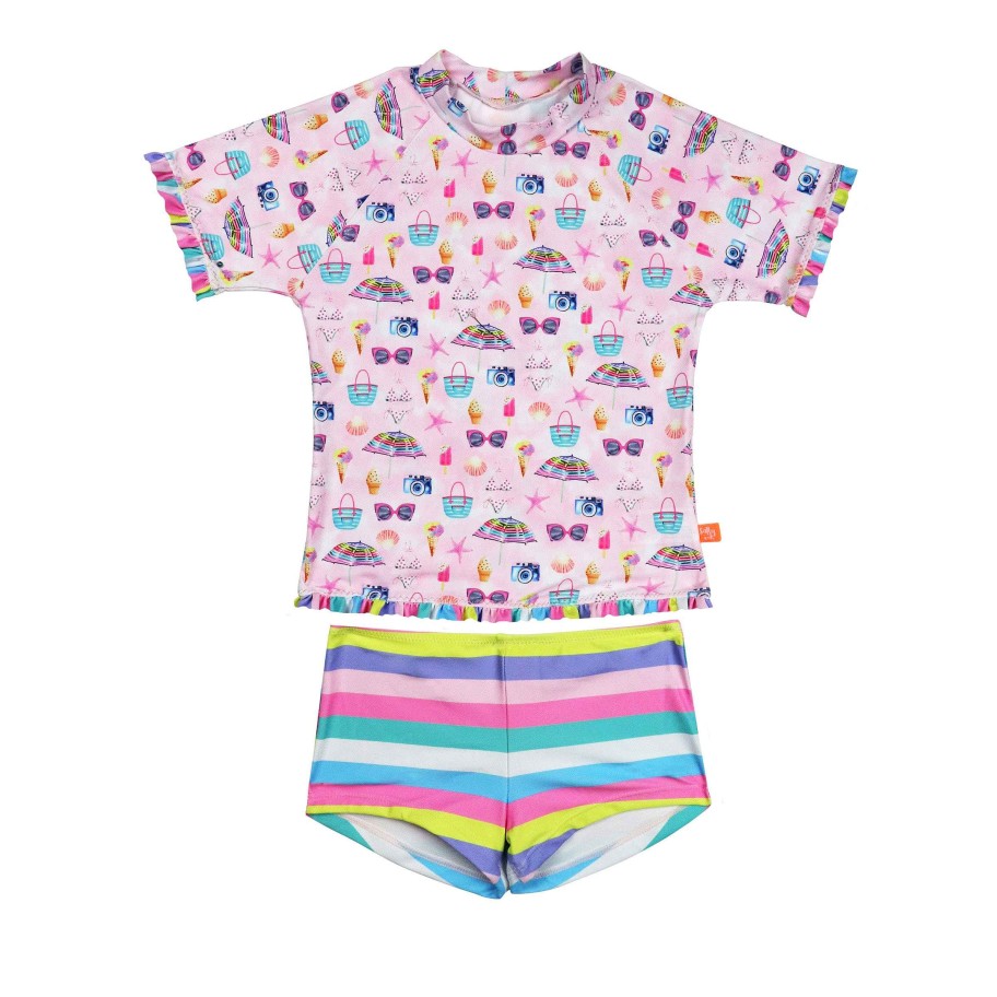 Lil Sista ( Girls Sizes 00-7 ) Salty Ink Rashvest Set | 1148 Miss Sunvest Set Seaside