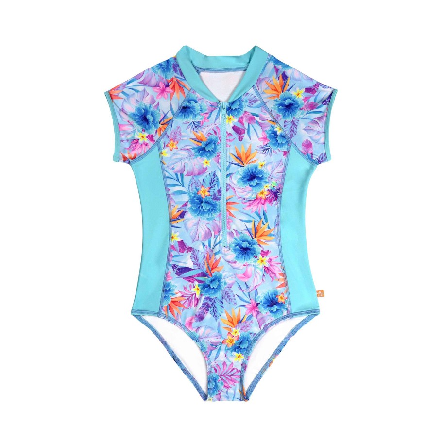 Sista ( Girls Sizes 8-16 ) Salty Ink Surf Suit | 1339 Short Sleeve Surfsuit Calypso