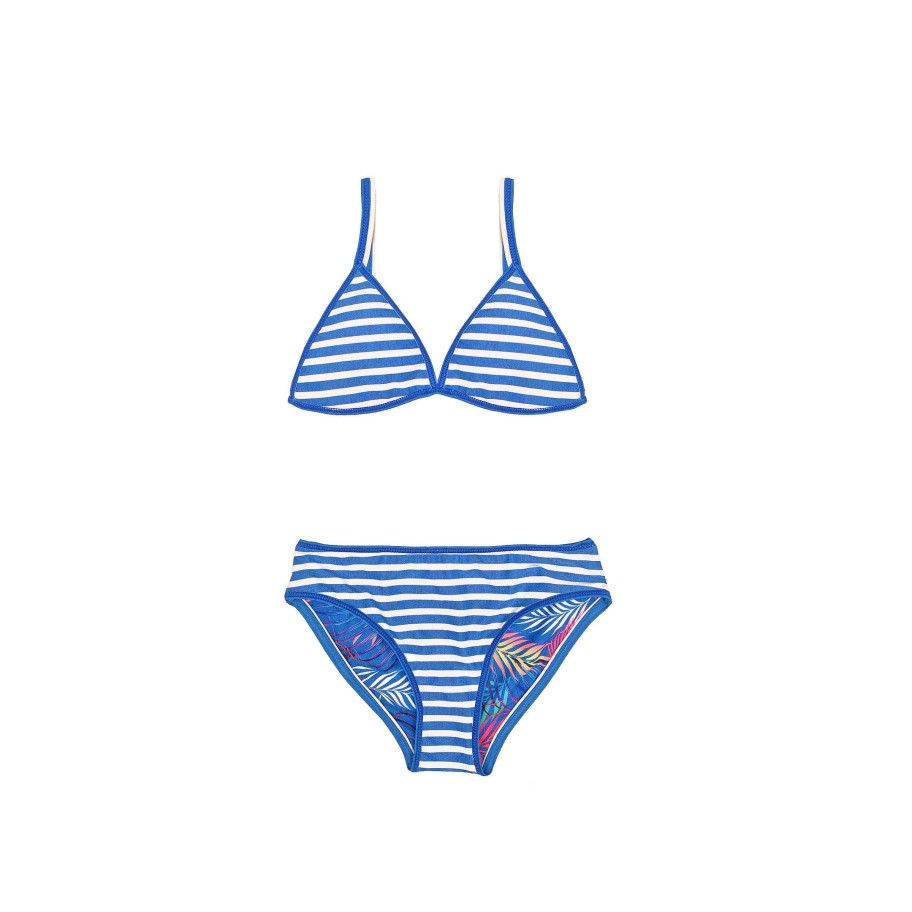 Sista ( Girls Sizes 8-16 ) Salty Ink Bikini | 193 Palm Springs Tri Bikini Blue Palm