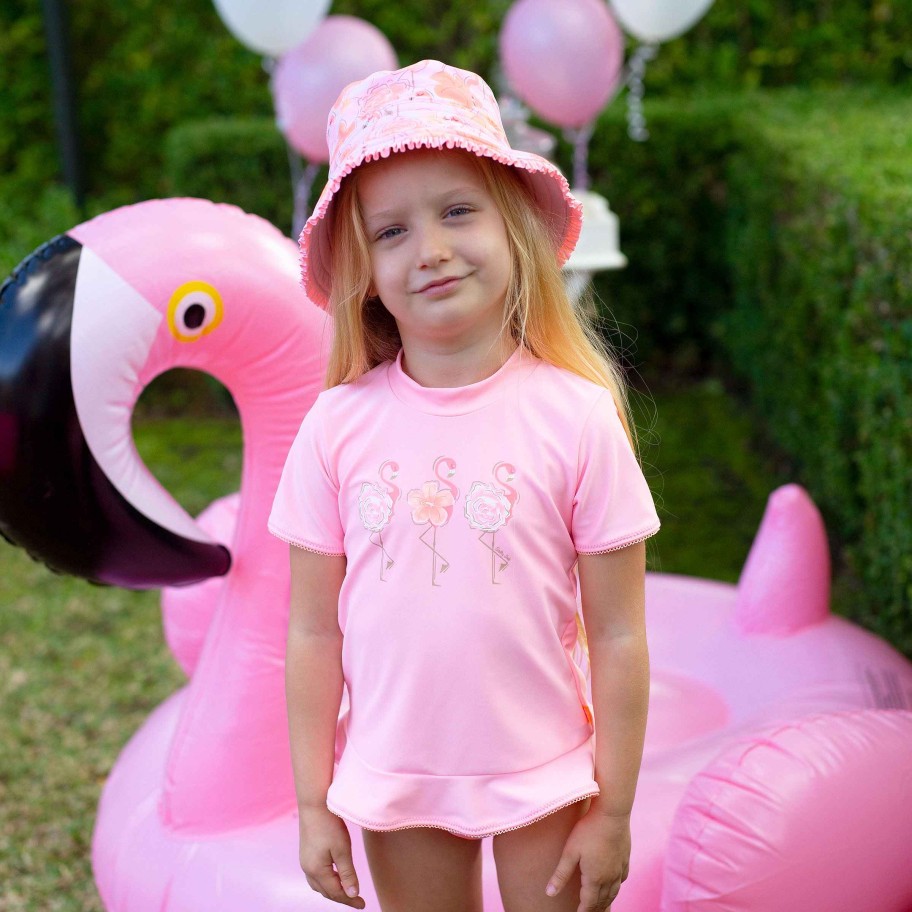 Lil Sista ( Girls Sizes 00-7 ) Salty Ink Rashvest Set | 1227 Miss Sunvest Set Flamingo