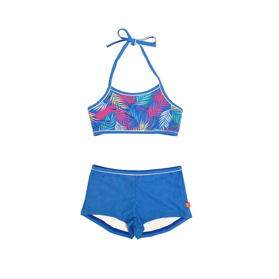 Sista ( Girls Sizes 8-16 ) Salty Ink Bikini | 191 Palm Springs Bikini Blue Palm