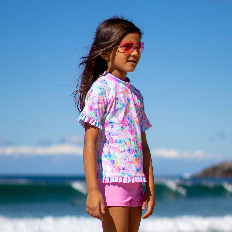 Lil Sista ( Girls Sizes 00-7 ) Salty Ink Rashvest Set | 1386 Miss Er Short Sleeve Sunvest Set Dream