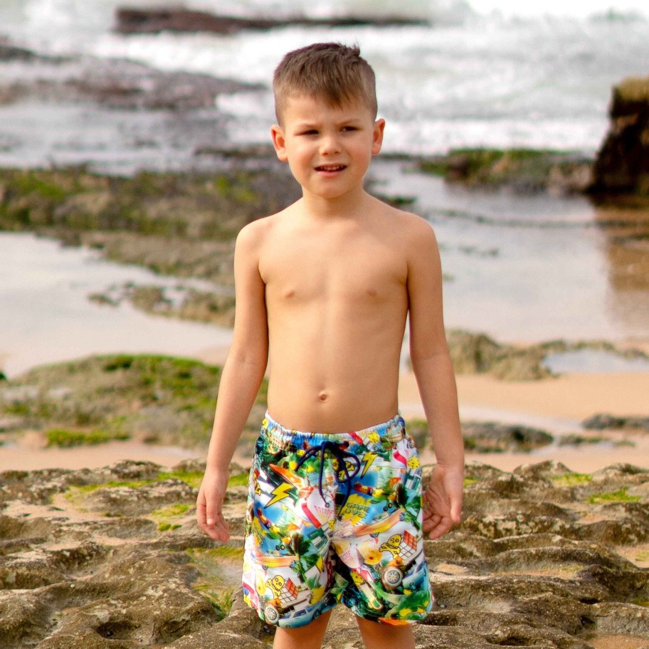 Boys ( Sizes 00-12) Salty Ink Boardshort | 411 Up Boardie Mash