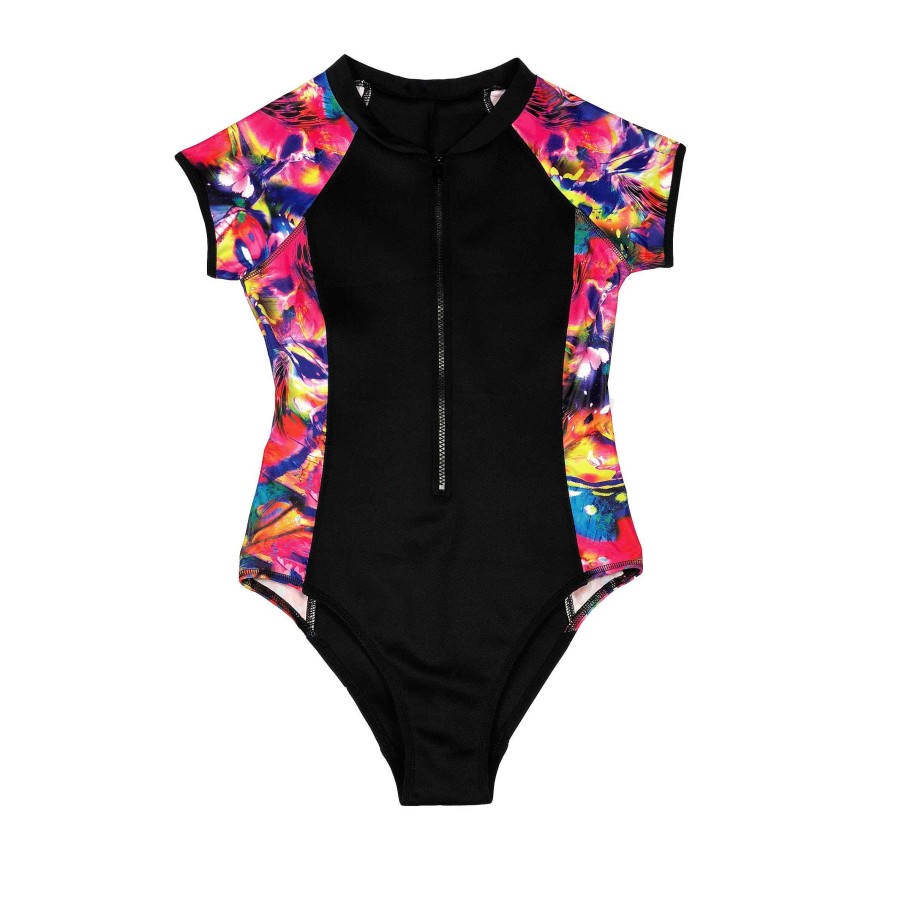 Ladies ( Sizes 6-18 ) Salty Ink Surf Suit | 287 Illusion Surfsuit Neon