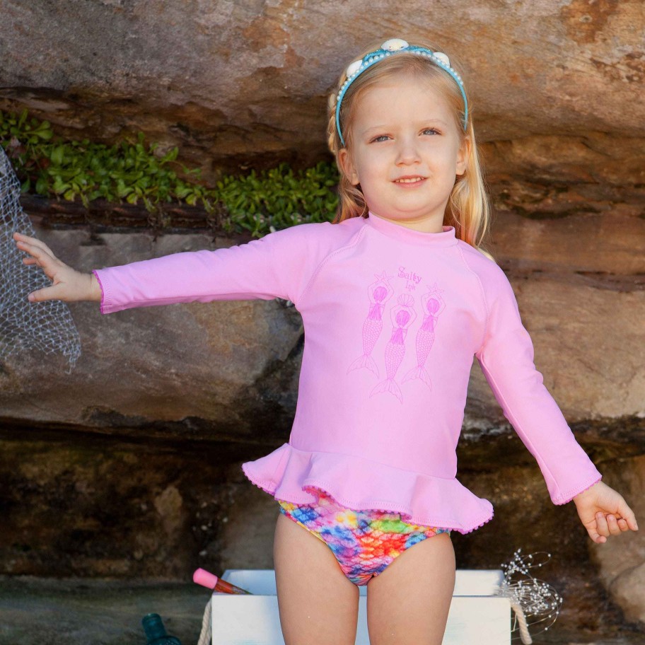 Lil Sista ( Girls Sizes 00-7 ) Salty Ink Sunvest Set | 175 Miss Mermaid Sunvest Set Rainbow