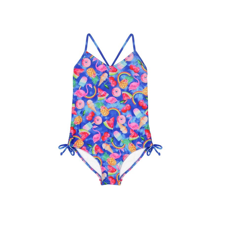 Sista ( Girls Sizes 8-16 ) Salty Ink One Piece | 1208 Tropical Punch Tank Blue