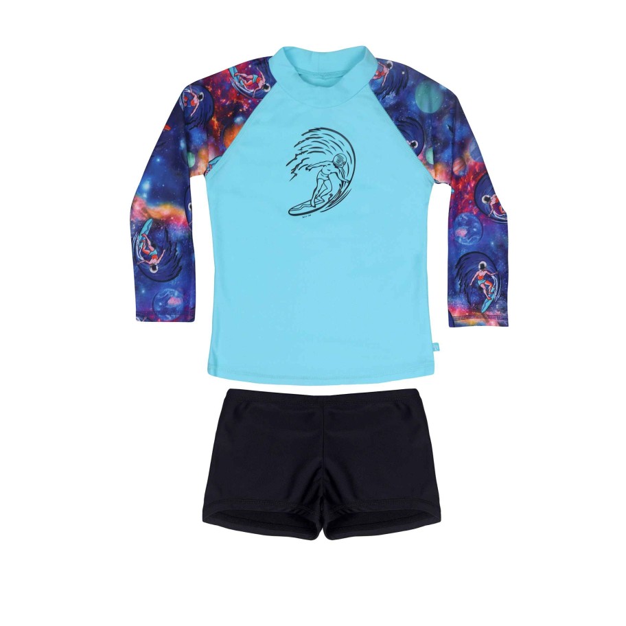 Boys ( Sizes 00-12) Salty Ink Rashvest Set | 410 Surfer Long Sleeve Rashvest Set Space