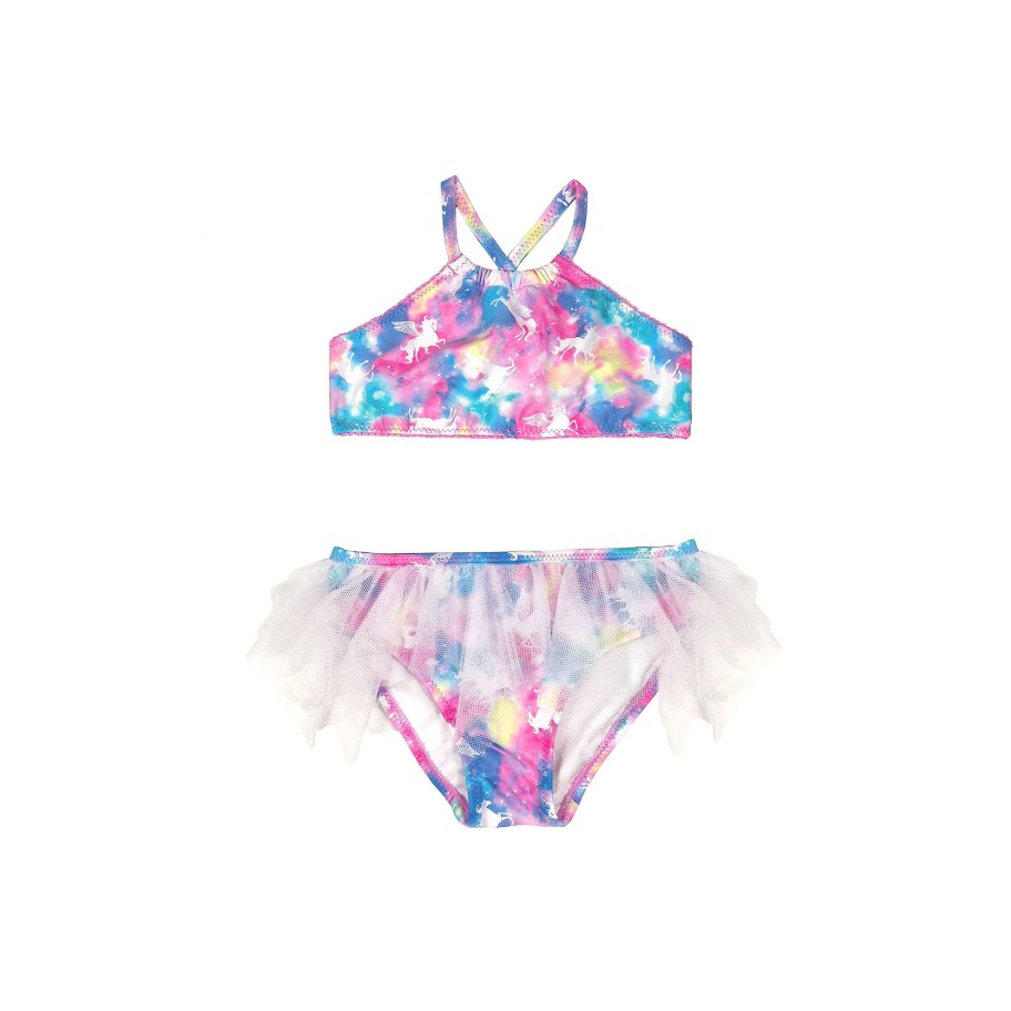 Lil Sista ( Girls Sizes 00-7 ) Salty Ink Bikini | 1133 Miss Unicorn Tutu Bikini Rainbow