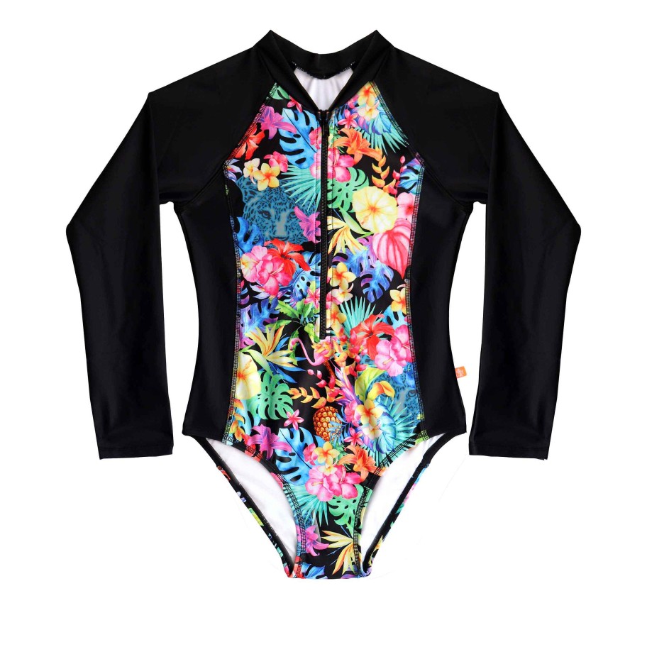 Sista ( Girls Sizes 8-16 ) Salty Ink Surf Suit | 1409 Island Girl Long Sleeve Surfsuit Tahiti