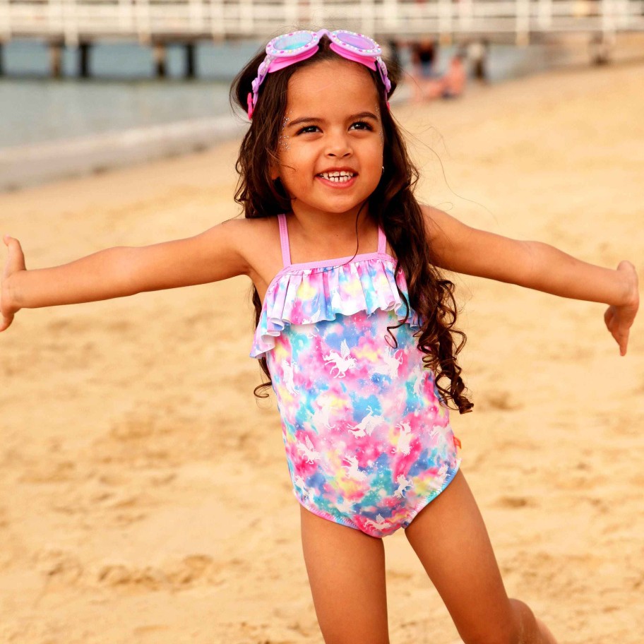 Lil Sista ( Girls Sizes 00-7 ) Salty Ink One Piece | 1138 Miss Unicorn One Piece Rainbow