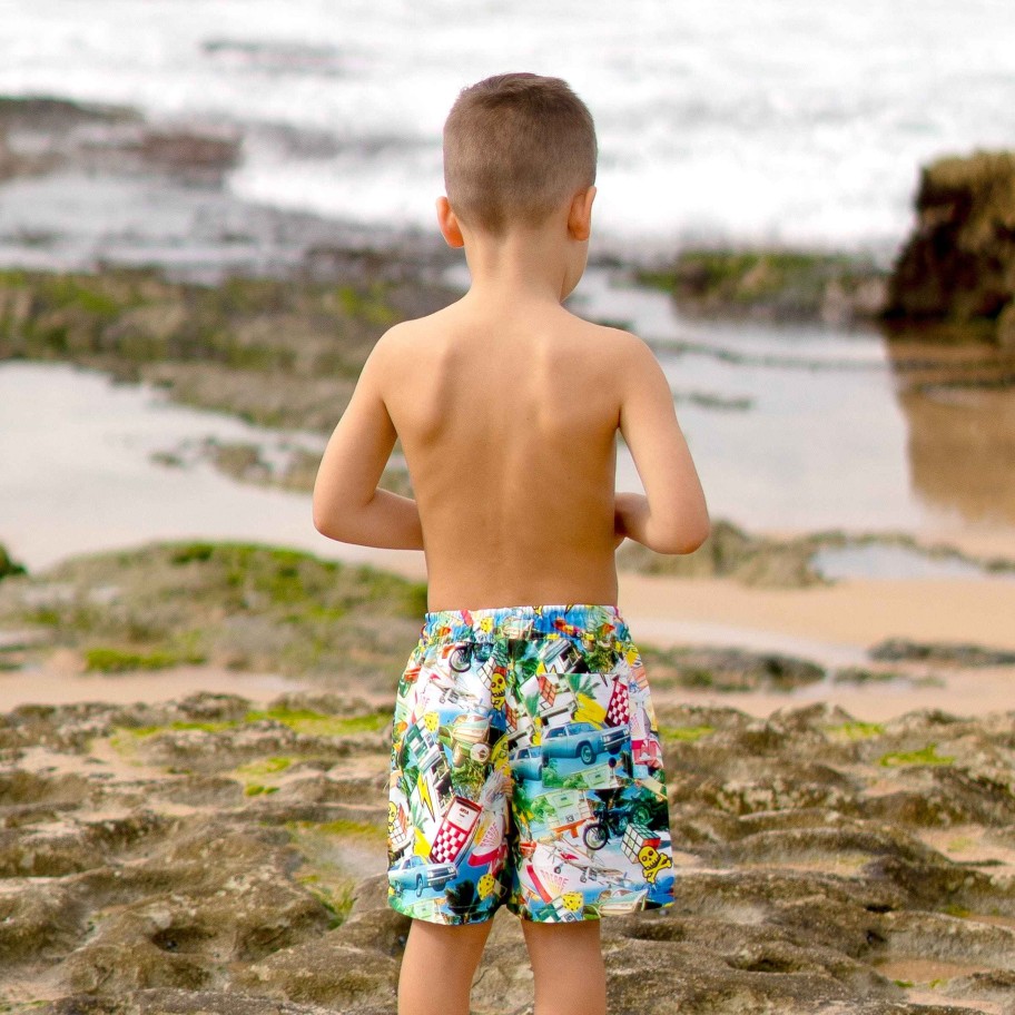 Boys ( Sizes 00-12) Salty Ink Boardshort | 411 Up Boardie Mash