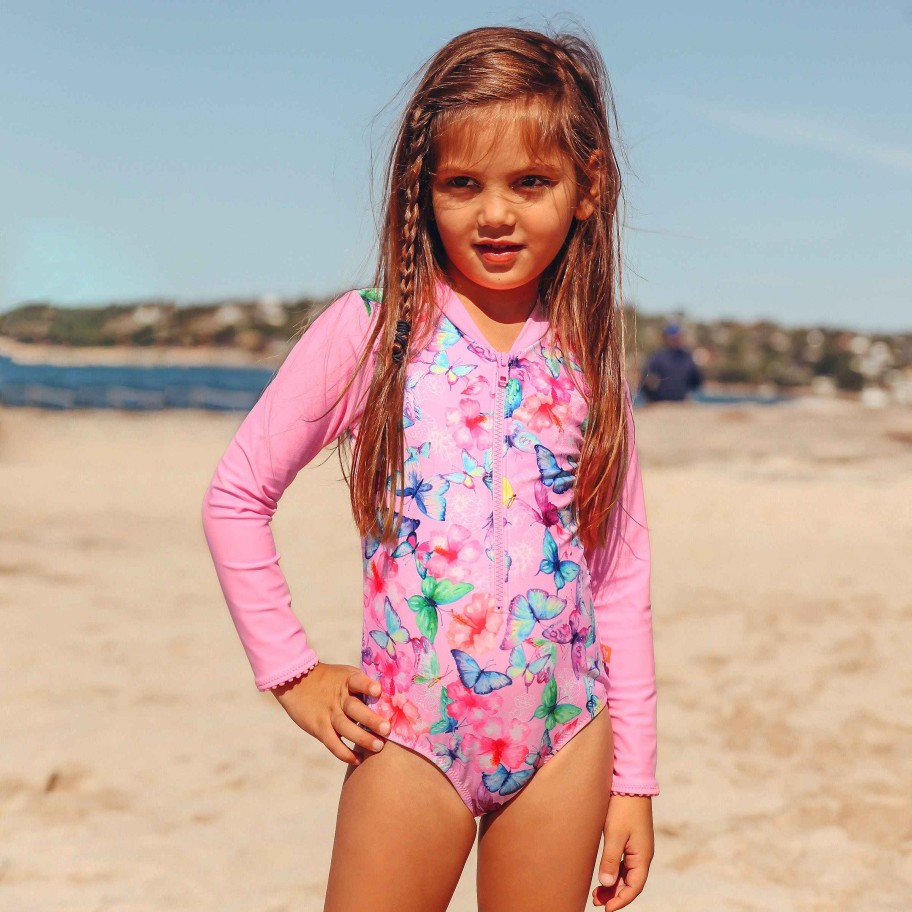 Lil Sista ( Girls Sizes 00-7 ) Salty Ink Sunsuit | 1146 Miss Tahiti Sunsuit Pink