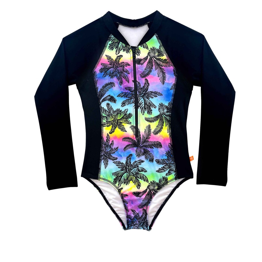 Sista ( Girls Sizes 8-16 ) Salty Ink Surf Suit | 1409 Beach Long Sleeve Surfsuiti Sunset