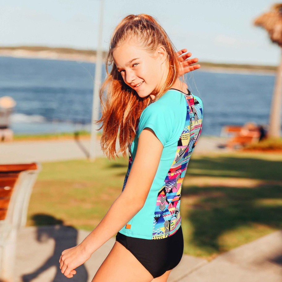 Sista ( Girls Sizes 8-16 ) Salty Ink Rashvest Set | 1159 Cosmik Girl Rashvest Set Geo