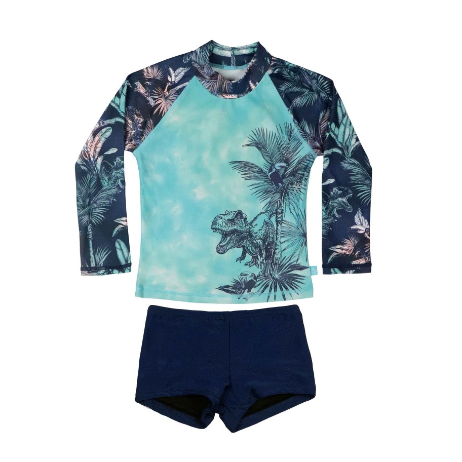 Boys ( Sizes 00-12) Salty Ink Rashvest Set | 410 Long Sleeve Rashvest Set Castaway