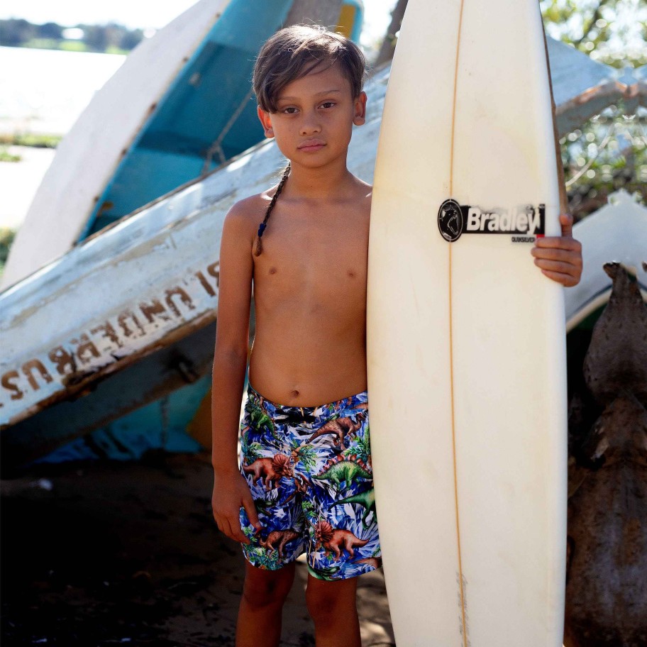 Boys ( Sizes 00-12) Salty Ink Boardshort | 411 Safari Boardshort Dino