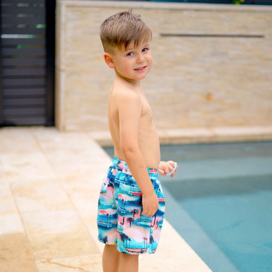 Boys ( Sizes 00-12) Salty Ink Boardshort | 411 Boulevarde Boardie Sunset