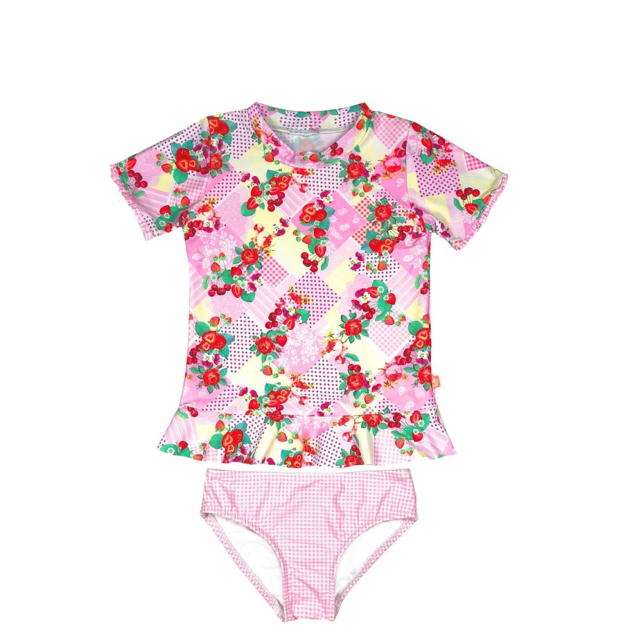 Lil Sista ( Girls Sizes 00-7 ) Salty Ink Rashvest Set | 1184 Miss Polly Sunvest Set Strawberry