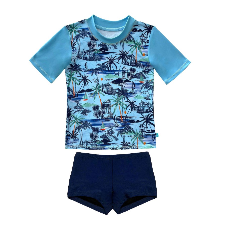 Boys ( Sizes 00-12) Salty Ink Rashvest Set | 409 Surf Short Sleeve Rashvest Set Vintage