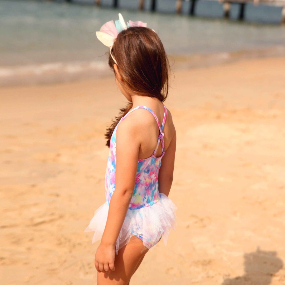 Lil Sista ( Girls Sizes 00-7 ) Salty Ink One Piece | 1132 Miss Unicorn Tutu Rainbow