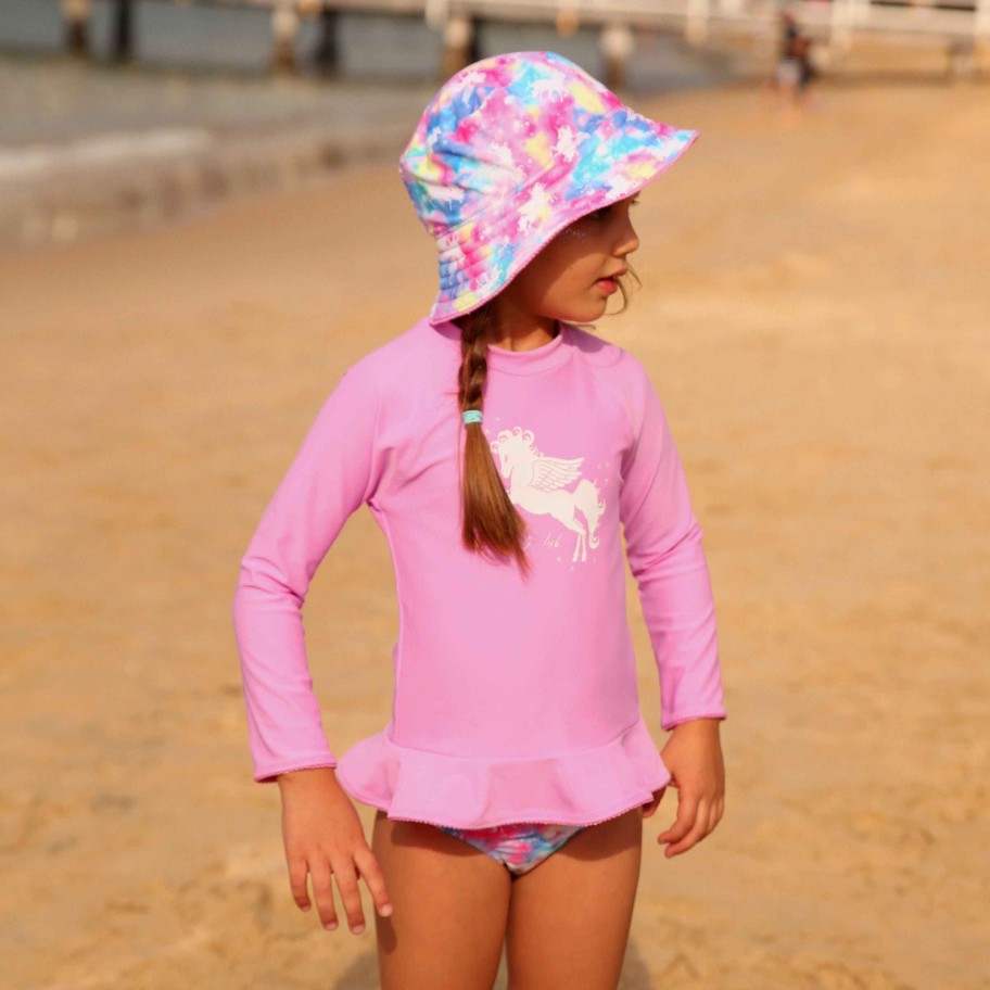 Lil Sista ( Girls Sizes 00-7 ) Salty Ink Sunvest Set | 1137 Miss Unicorn Sunvest Set Rainbow