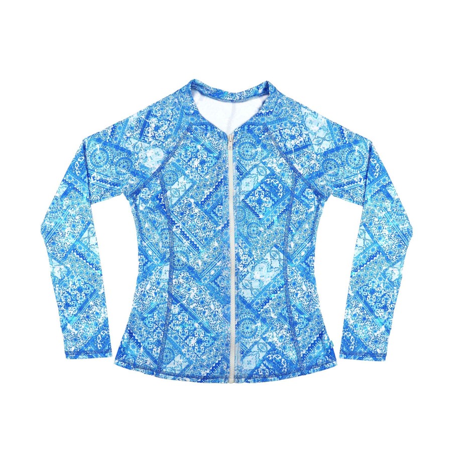 Ladies ( Sizes 6-18 ) Salty Ink Rashvest | 2016 St Tropez Long Sleeve Rashvest Blue Tropez