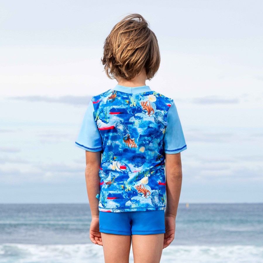 Boys ( Sizes 00-12) Salty Ink Rashvest Set | 409 Cosmik Short Sleeve Rashvest Set Dragon