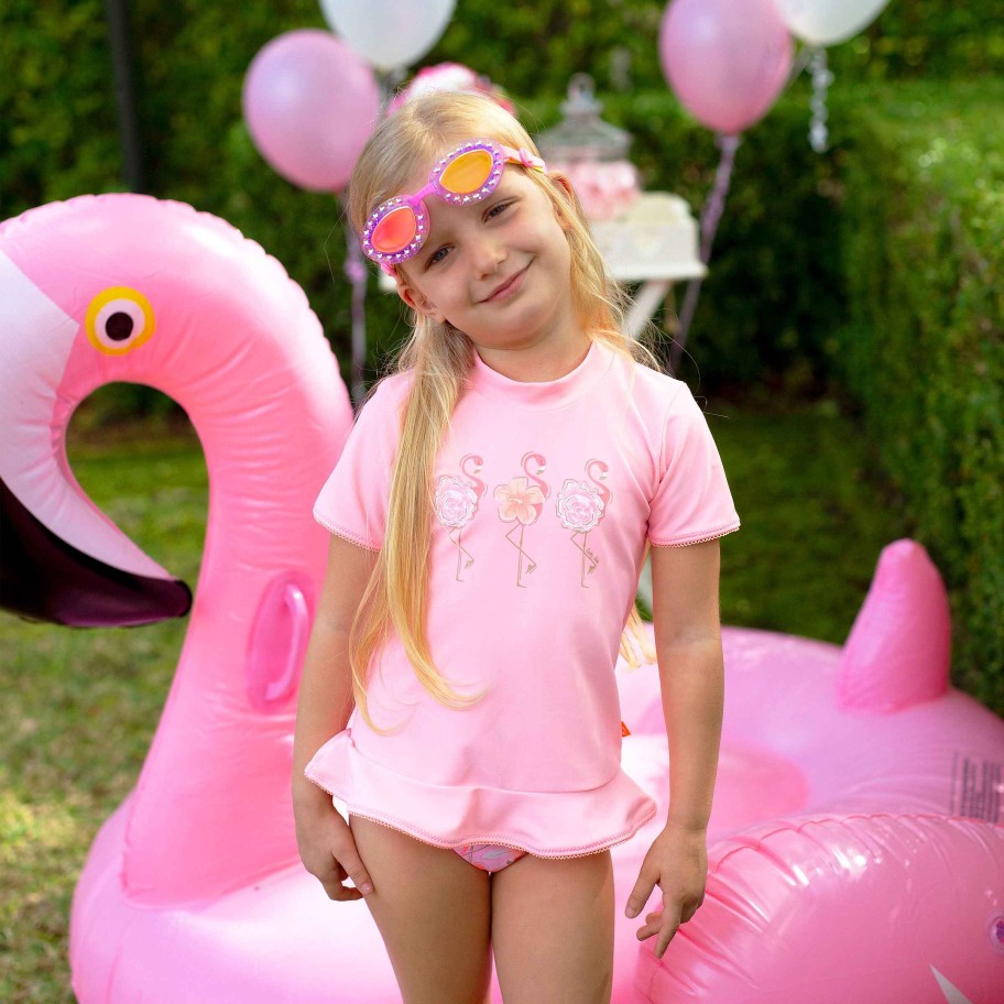 Lil Sista ( Girls Sizes 00-7 ) Salty Ink Rashvest Set | 1227 Miss Sunvest Set Flamingo