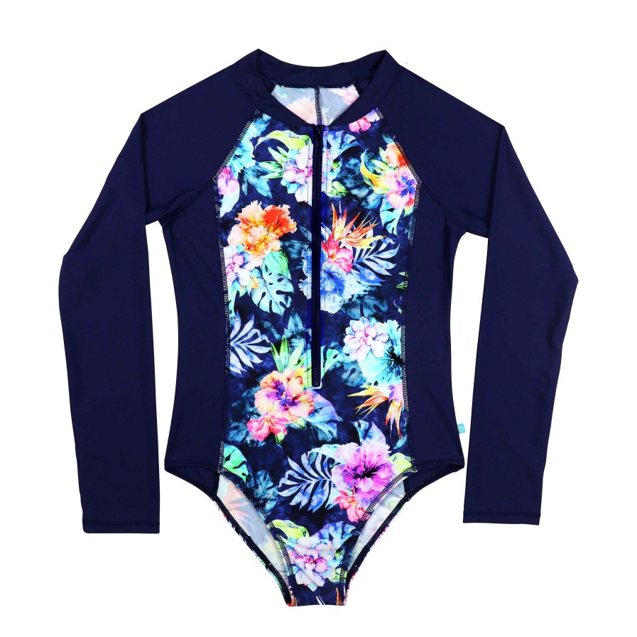 Ladies ( Sizes 6-18 ) Salty Ink Surf Suit | 2046 Bahamas Long Sleeve Surfsuit Navy Bahama