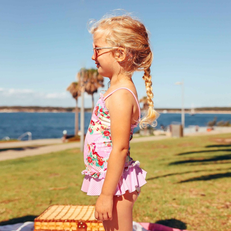 Lil Sista ( Girls Sizes 00-7 ) Salty Ink One Piece | 1181 Miss Polly One Piece Strawberry