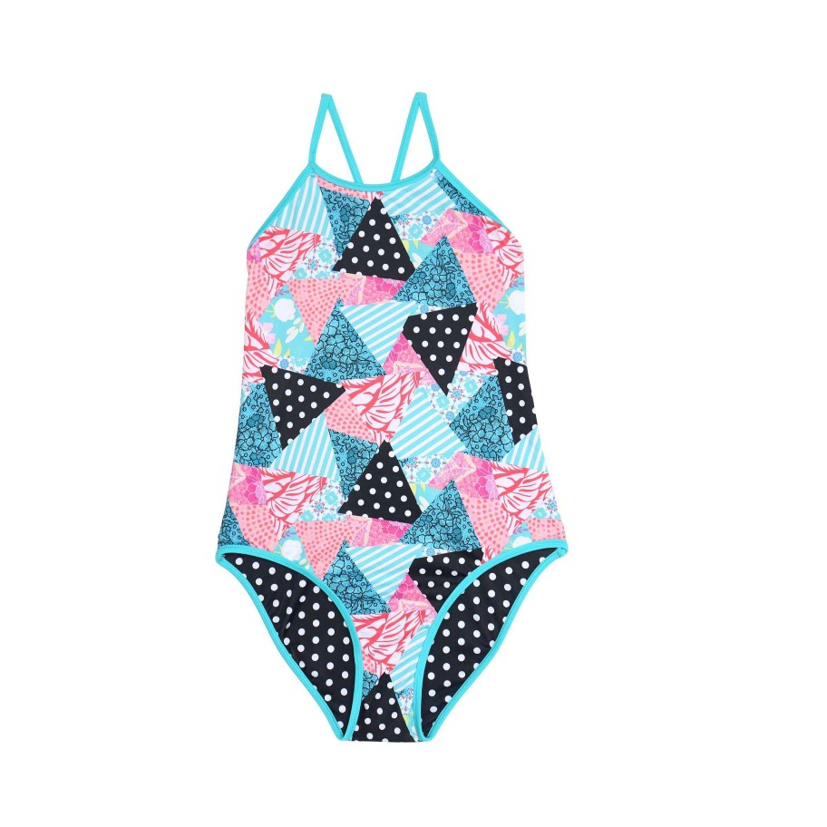 Sista ( Girls Sizes 8-16 ) Salty Ink One Piece | 1335 South Beach Reversible Tank Blue